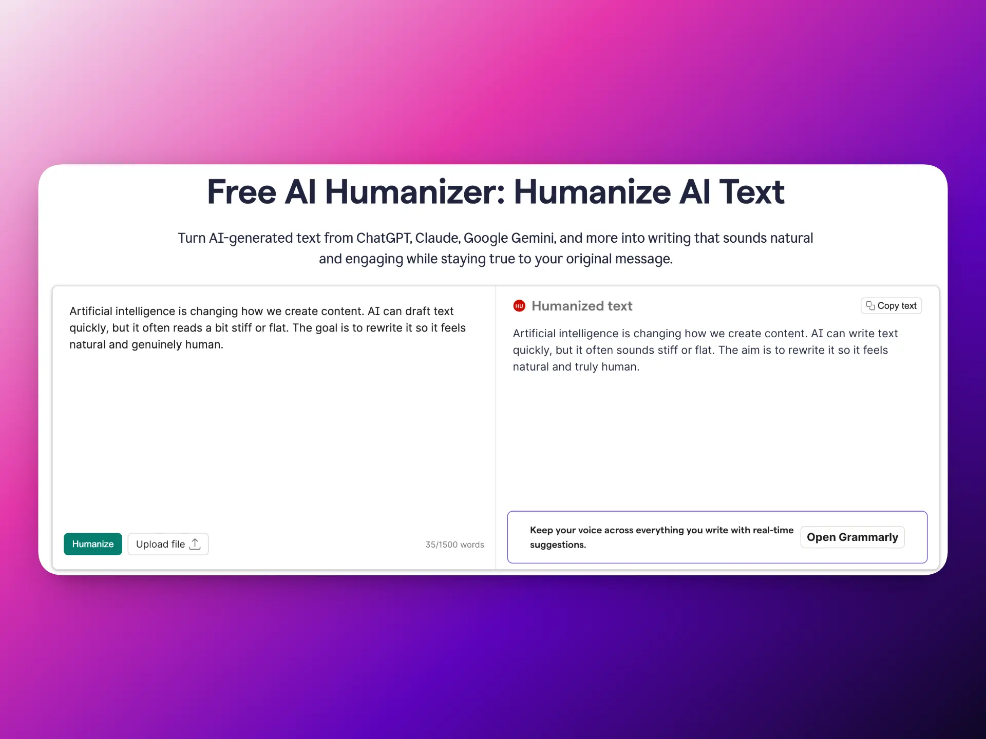 Grammarly AI Humanizer