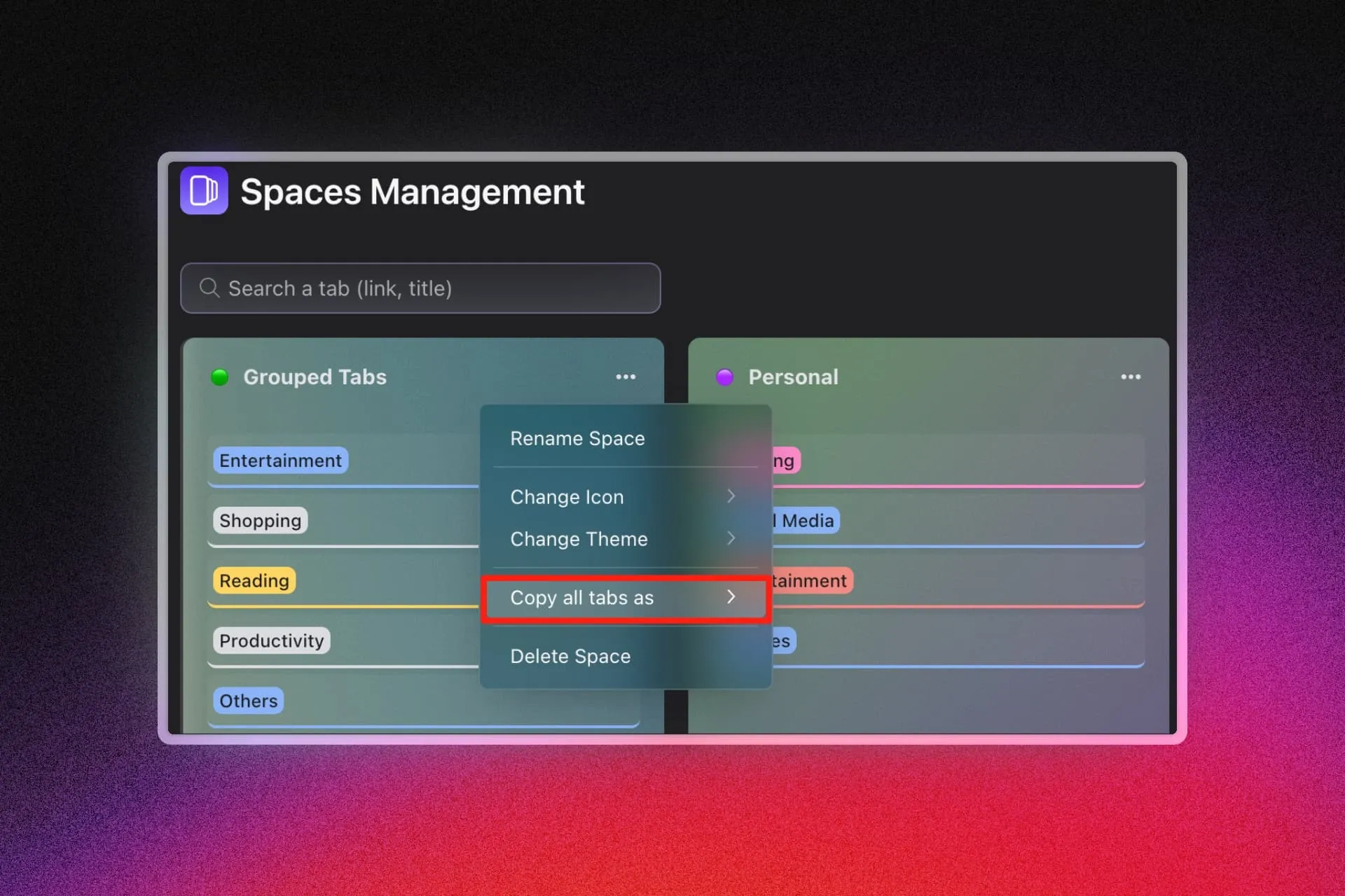 Side Space Space Management Page