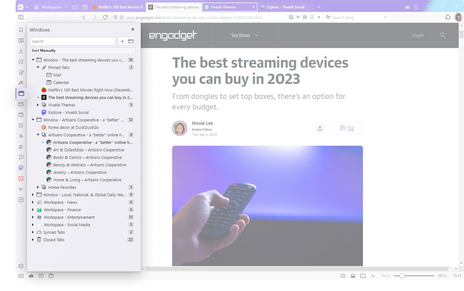 Vivaldi Windows Panel