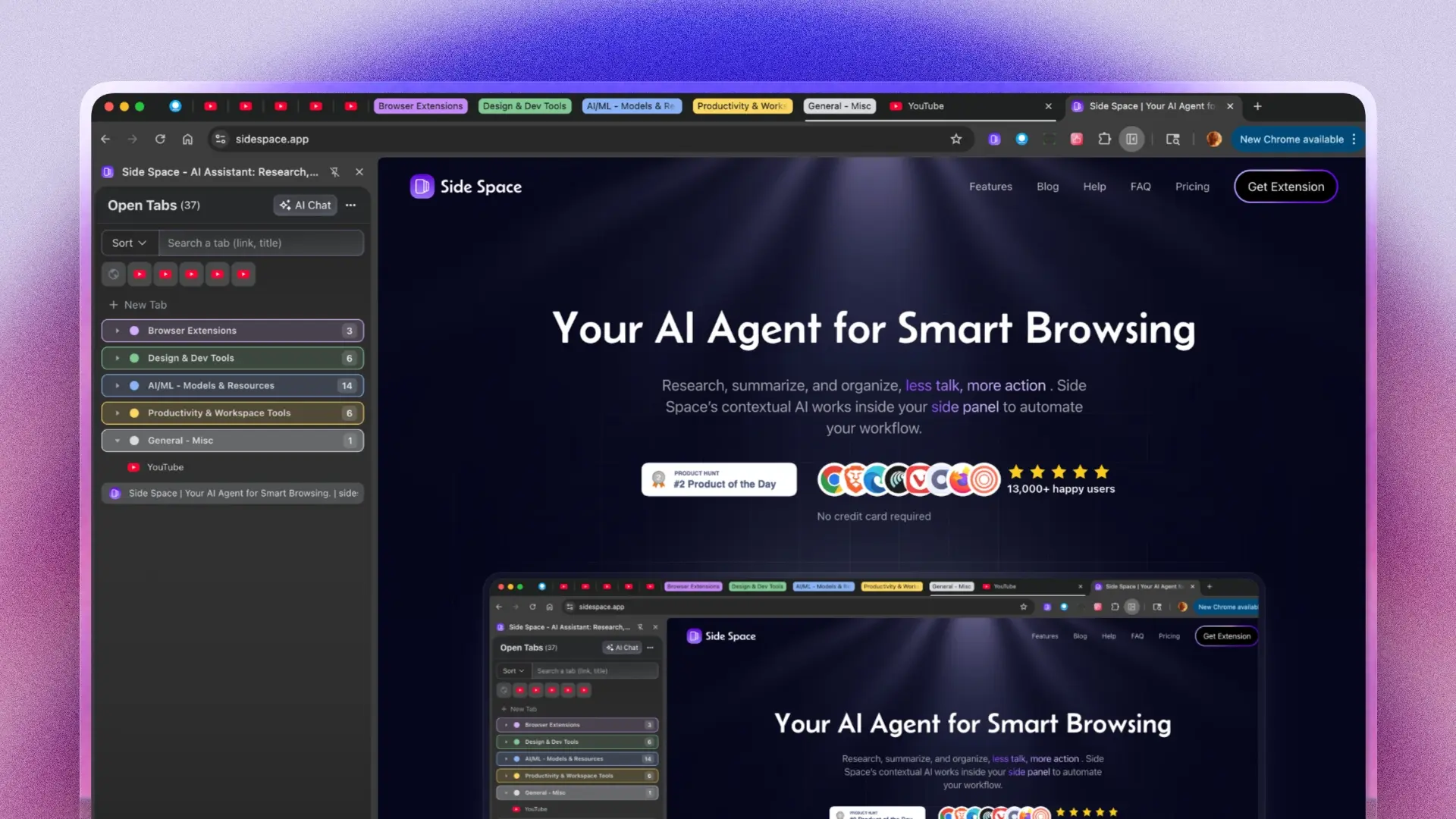 Side Space vertical tabs interface